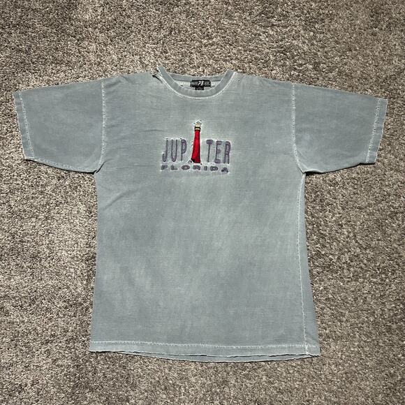 Vintage Thrashed Shirt Jupiter Florida Garment Dyed Distressed Tee 90s Cotton XL - Picture 10 of 10